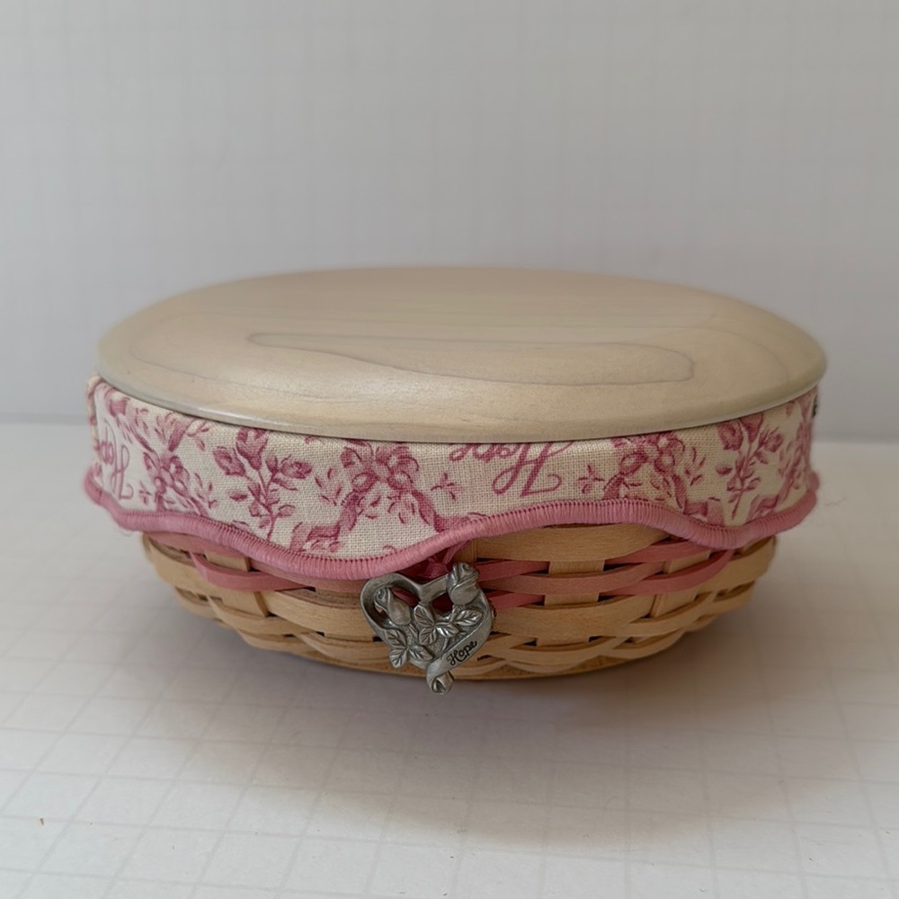 Longaberger Horizon of Hope Basket Whitewash Pink Accents Post It Notepad 2003